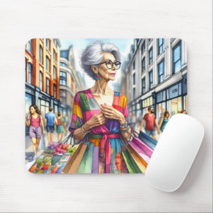 Stilvolle City Woman Shopper Mousepad