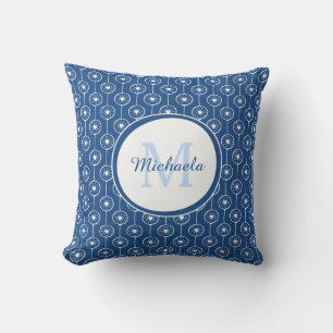 Stilvolle Classic Blue Mit Monogramm Name Herzpunk Kissen