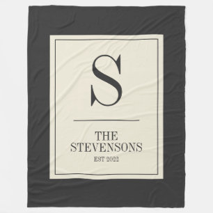 Stilvolle Classic Family Monogram Est Schwarz-wei Fleecedecke