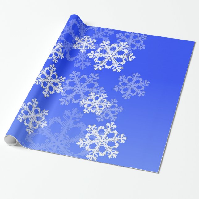 Stilvolle Cobalt Blue Snowflakes Moderne Weihnacht Geschenkpapier (Ungerollt)
