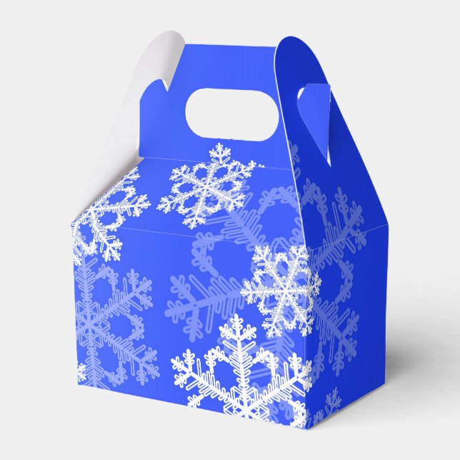 Stilvolle Cobalt Blue Snowflakes Moderne Weihnacht Geschenkschachtel (Vorderseite)