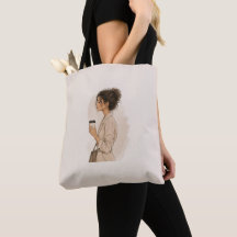 Stilvolle Coffee Girl-Tasche | Chic gelockte Haar