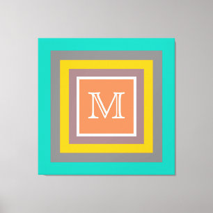 Stilvolle Color Square Moderne Monogram Leinwanddruck