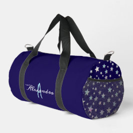 Stilvolle Cool Stars Pattern Navy Blau Mit Monogra Duffle Bag
