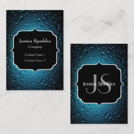 Stilvolle Coole Blaue Wassertropfen mit Monogramm Visitenkarte