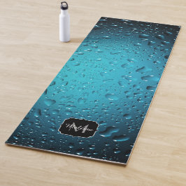 Stilvolle Coole blaue Wassertropfen Monogram Yogamatte