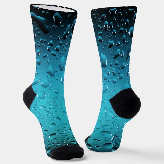 Stilvolle Coole Blaue Wassertropfen Socken (Gewinkelt)