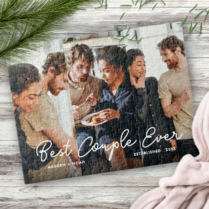 Stilvolle Couple Foto Script Typografy Collage Puzzle
