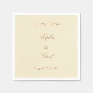 Stilvolle Creme Beige Wedding Paper Napkins Serviette