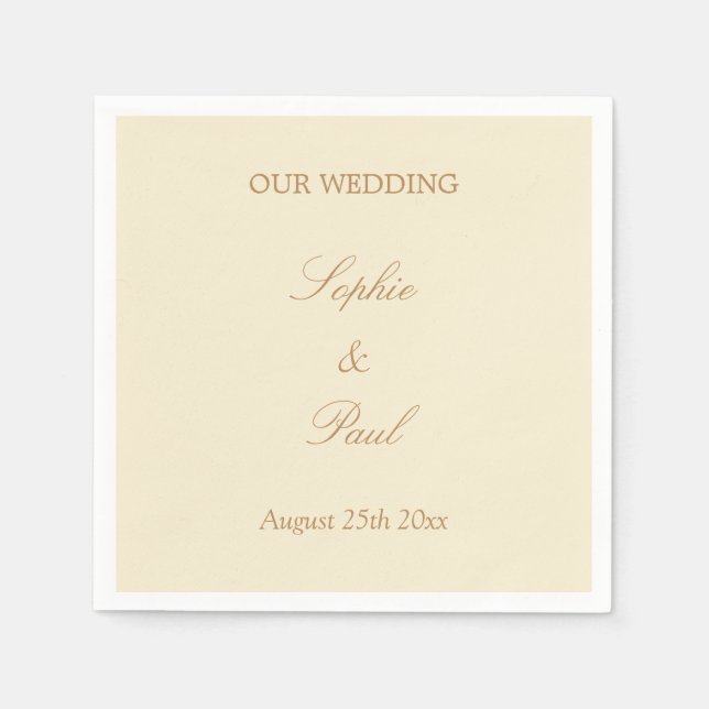 Stilvolle Creme Beige Wedding Paper Napkins Serviette (Vorderseite)