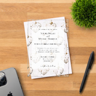 Stilvolle Creme-Grau-Herzen-Dekorationen Hochzeit Acryleinladungen