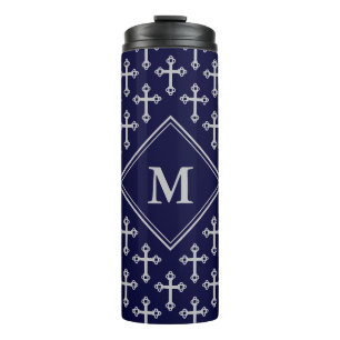 Stilvolle CROSS Monogram Blue Gray Thermosbecher