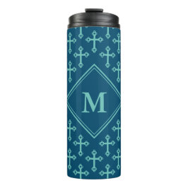 Stilvolle CROSS Monogram Ocean Blue Aquamarin Thermosbecher