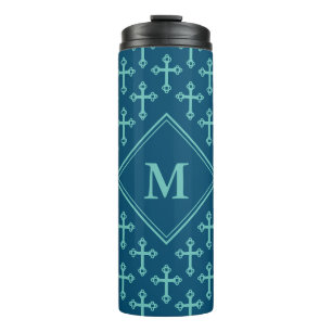 Stilvolle CROSS Monogram Ocean Blue Aquamarin Thermosbecher