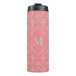 Stilvolle CROSS Monogram Pink Gray Thermosbecher