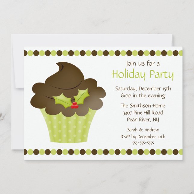 Stilvolle Cupcake Holiday Party Einladung (Vorderseite)