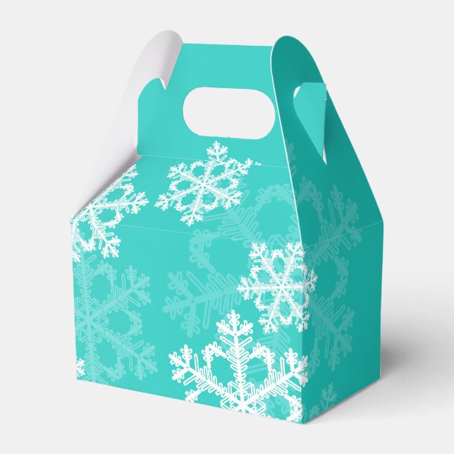 Stilvolle Cyan Snowflakes Modernes Weihnachtsmuste Geschenkschachtel (Vorderseite)