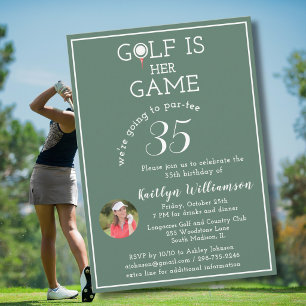 Stilvolle Damen-Golf-Foto 35. Geburtstagsfeier Einladung