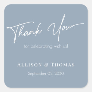Stilvolle Dankbarkeit: Personalisierte Hochzeit Da Quadratischer Aufkleber