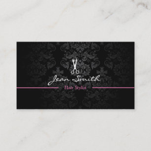 Stilvolle Dark Damask Haar Stylist Business Card v Visitenkarte