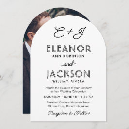 Stilvolle Deko Typografy & Monogram Foto Wedding Einladung