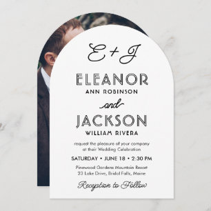 Stilvolle Deko Typografy & Monogram Foto Wedding Einladung