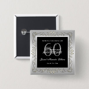 Stilvolle Dekorative Silberne 60. Hochzeitstag-Fei Button