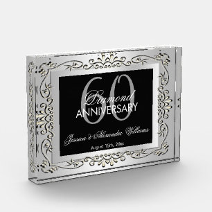 Stilvolle Dekorative Silberne 60. Hochzeitstag-Jub Fotoblock