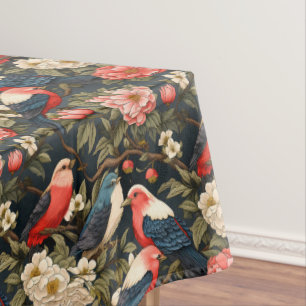 Stilvolle dekorative Vintage-Vögel- und Blumenmust Tischdecke