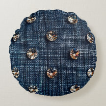 Stilvolle Denim- und Diamond-Rundwurfkissen