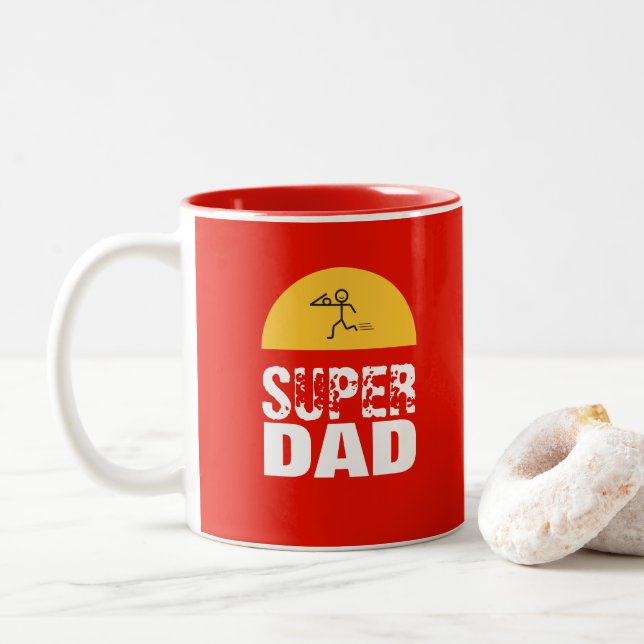 Stilvolle Design "SUPER VATER" Personalisierte Wün Zweifarbige Tasse (Mit Donut)