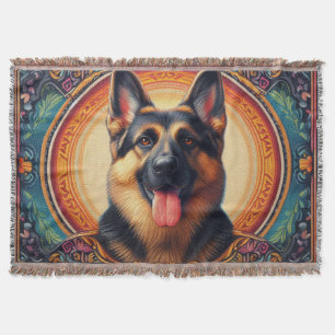 Stilvolle Deutsche Schäferhund farbenfrohe Rahmen Decke