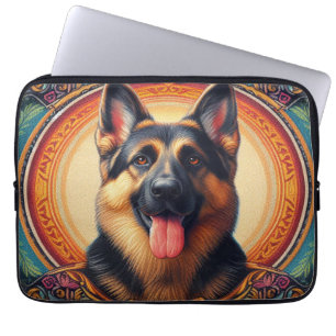 Stilvolle Deutsche Schäferhund farbenfrohe Rahmen Laptopschutzhülle