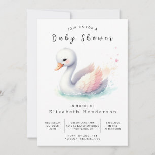 Stilvolle Digital Swan Baby Dusche Einladung