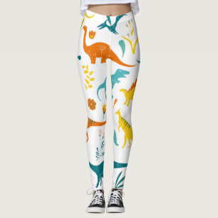 Stilvolle Dinosaurier, Blumenelemente, niedlich. Leggings