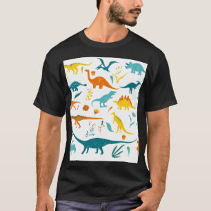 Stilvolle Dinosaurier, Blumenelemente, niedlich. T-Shirt