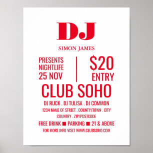 Stilvolle DJ-, Club Event-Werbung Poster