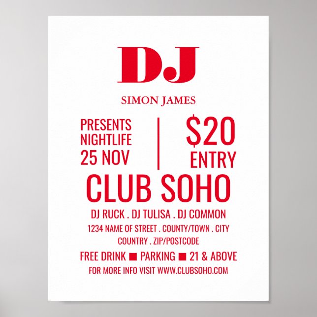 Stilvolle DJ-, Club Event-Werbung Poster (Vorne)