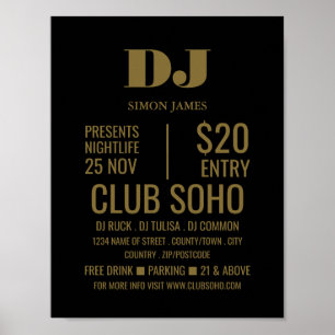 Stilvolle DJ-, Club Event-Werbung Poster