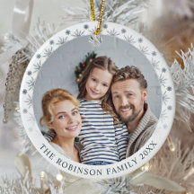 Stilvolle, doppelseitige 2-Foto Silberschneeflocke