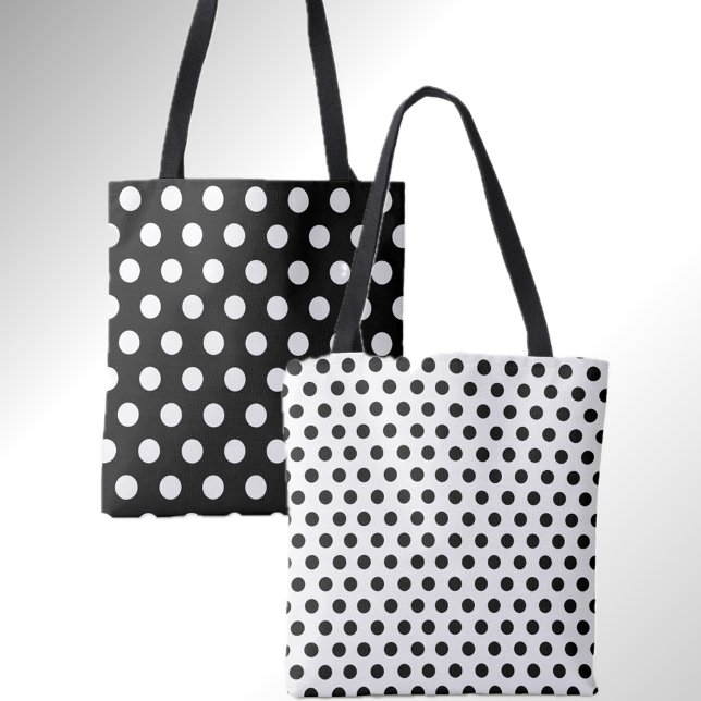 Stilvolle Double Dots Black and White Polka Dot Ta (Stylish dot print in classic black and white. Two styles on one bag. )