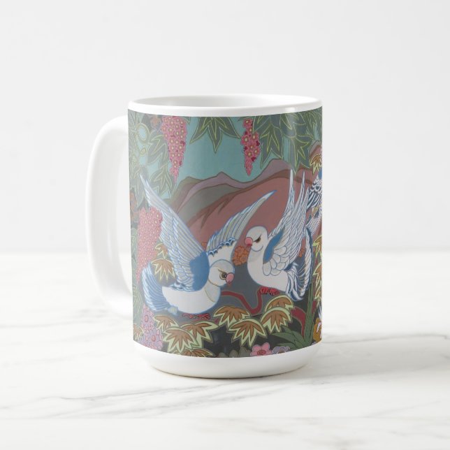 Stilvolle Doves im blühenden Garten Kaffeetasse (Vorderseite Links)
