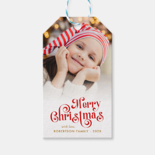stilvolle Drehbuch frohe Weihnachten Foto Urlaub Geschenkanhänger