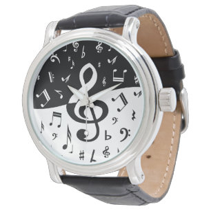 Stilvolle dreifacher Clef-Welle Schwarzweiss Armbanduhr