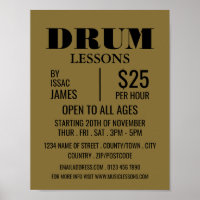 Stilvolle Drum Lessons Werbung