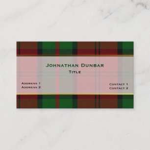 Stilvolle Dunbar Clan Plaid individuelle Visitenka Visitenkarte