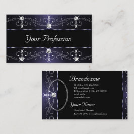 Stilvolle, dunkelblaue Verzierte Grenzen mit Foto Visitenkarte