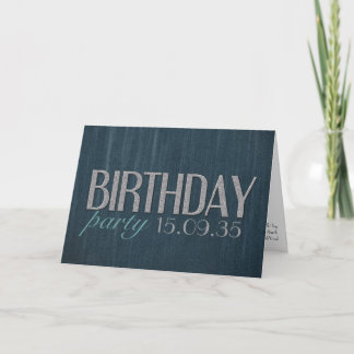 Stilvolle dunkle aquamarine Denim Typ Geburtstagsp Einladung