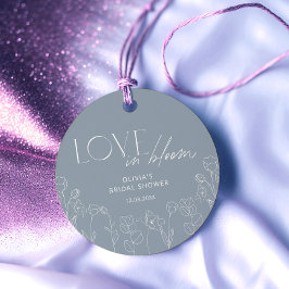 Stilvolle Dusty Blue Floral Favor Tags Geschenkanhänger