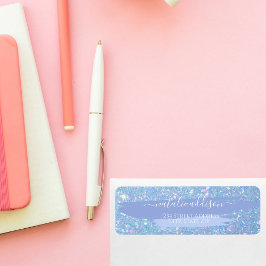 Stilvolle Dusty Blue Glitzer Rücksendeadresse